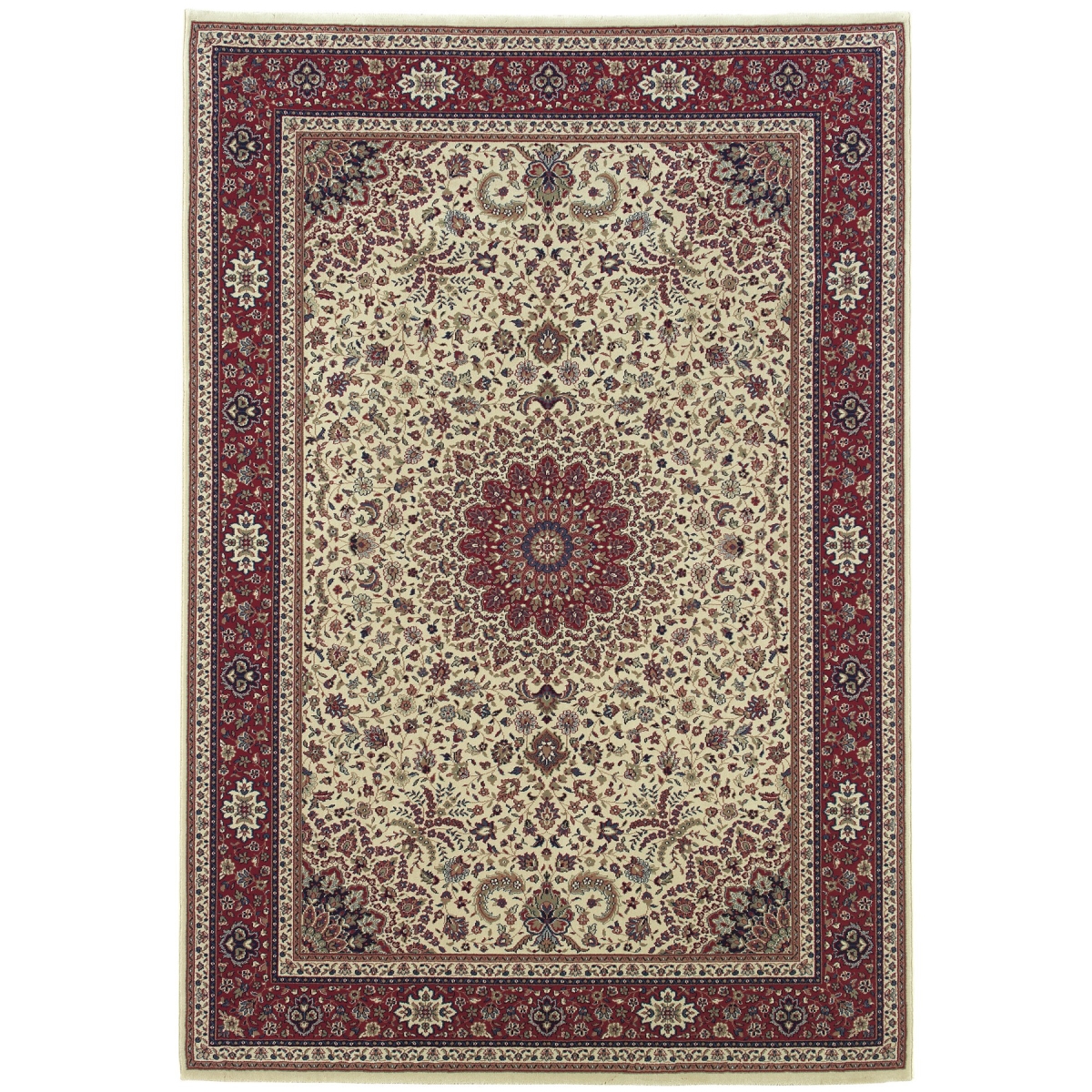 574127 8 ft. Ivory & Red Oriental Square Rug