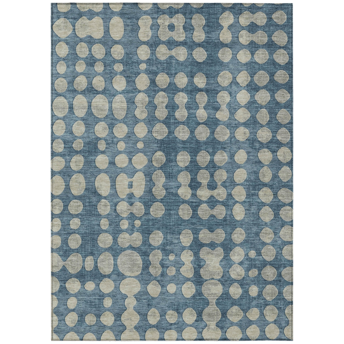590943 3 x 5 ft. Denim Blue & Gray Abstract Washable Indoor & Outdoor Rectangle Area Rug