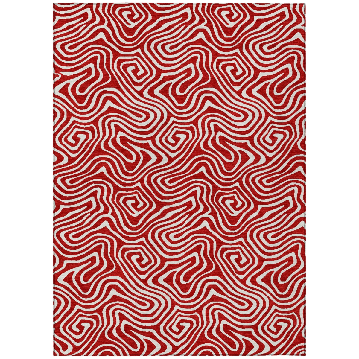 599748 3 x 5 ft. Red & Ivory Abstract Washable Indoor & Outdoor Rectangle Area Rug