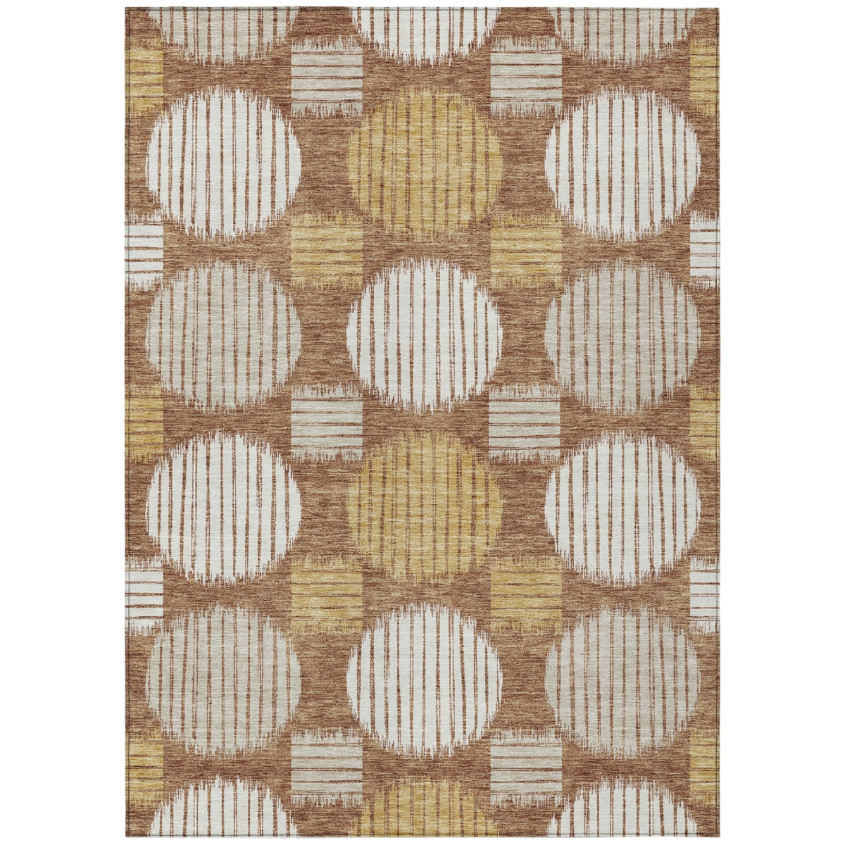 593619 5 x 8 ft. Brown, Beige & Ivory Geometric Washable Indoor & Outdoor Rectangle Area Rug