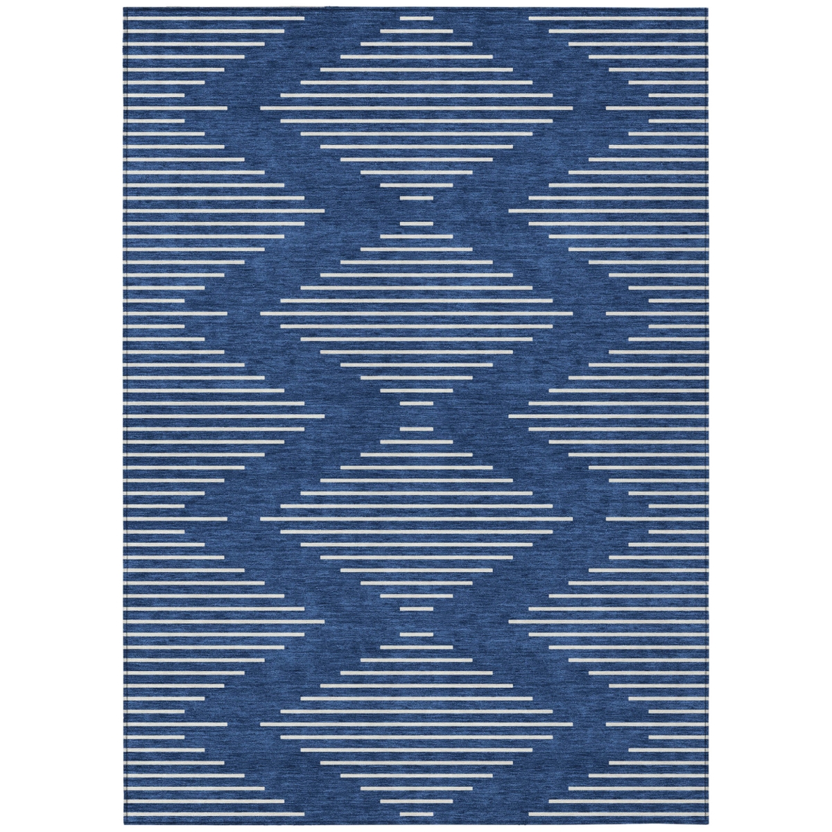 598601 8 x 10 ft. Navy Blue & Ivory Geometric Washable Indoor & Outdoor Rectangle Area Rug