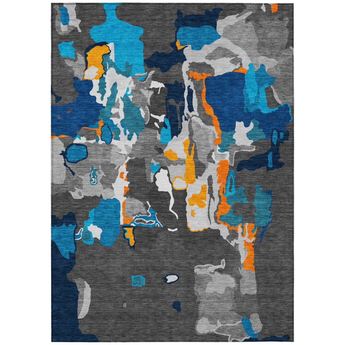 599548 9 x 12 ft. Charcoal, Copper & Teal Blue Abstract Washable Indoor & Outdoor Rectangle Area Rug