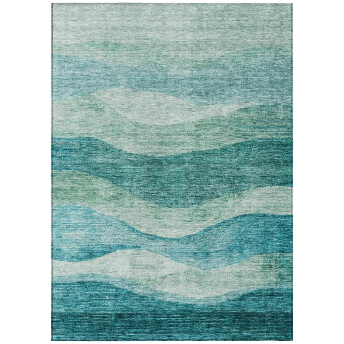 605000 10 x 14 ft. Teal Blue & Aqua Abstract Washable Indoor & Outdoor Rectangle Area Rug