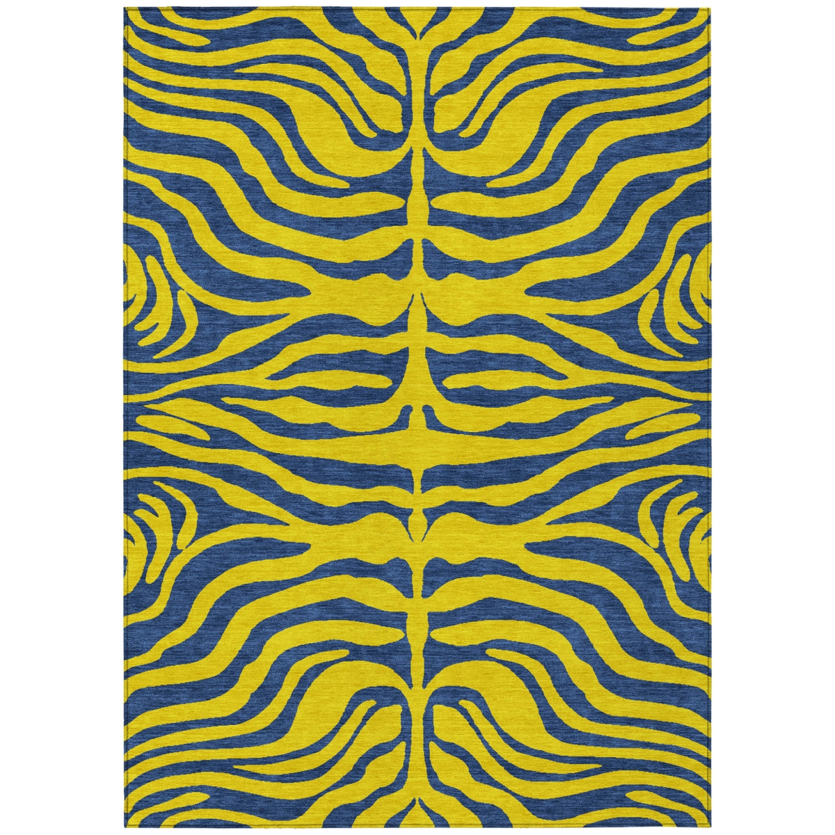 Animal Print Rectangle Area Rug - Yellow & Blue - 3 x 5 ft - Washable & Durable