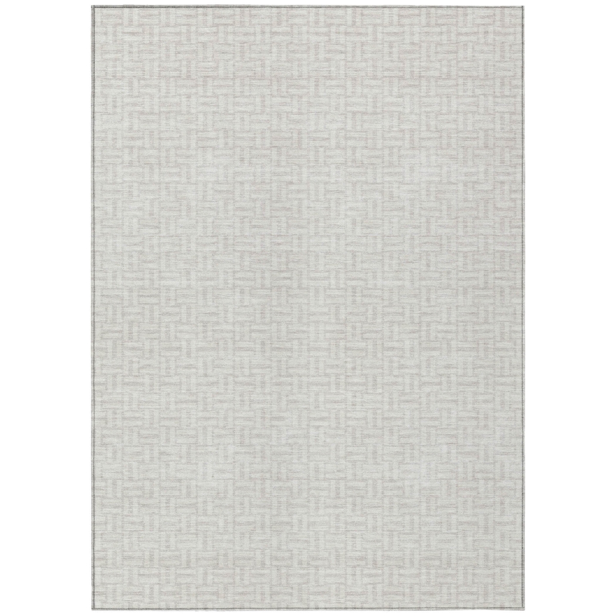 594476 8 x 10 ft. Ivory & Silver Geometric Washable Indoor & Outdoor Rectangle Area Rug