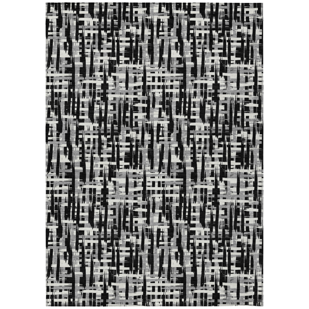 602467 3 x 5 ft. Black, Gray & Ivory Abstract Washable Indoor & Outdoor Rectangle Area Rug