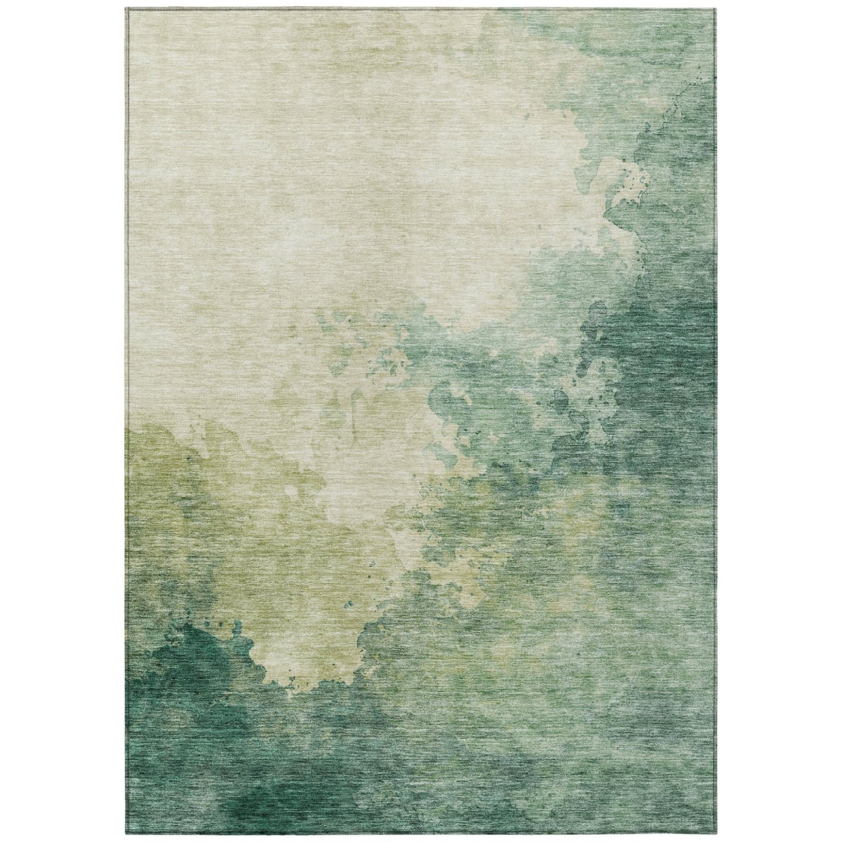 604792 5 x 8 ft. Green & Ivory Abstract Washable Indoor & Outdoor Rectangle Area Rug