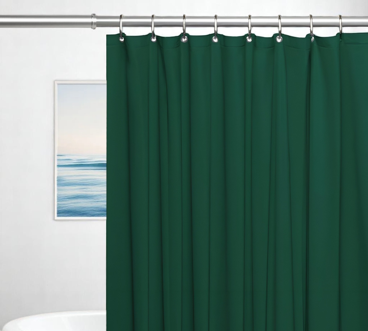 Picture of HomeRoots 548972 72 in. Dark Green Vinyl Shower Curtain Liner