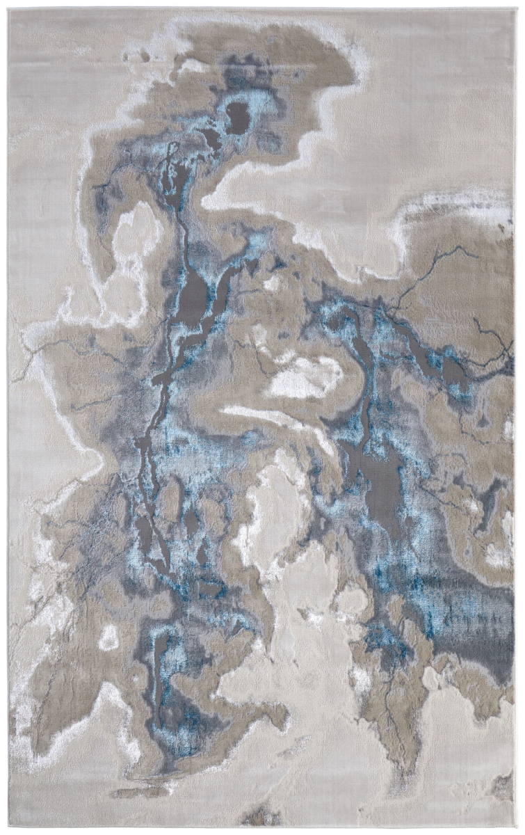 616886 7 x 10 ft. Taupe & Blue Abstract Rectangle Area Rug