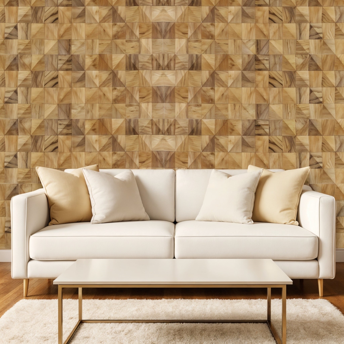 Picture of HomeRoots 613253 Brown 3D Embossed Diamond Teak Reclaimed Wood Decorative Wall Panels