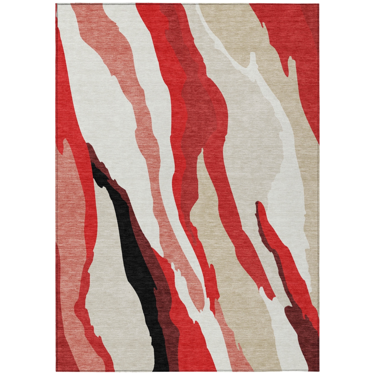 600997 5 x 8 ft. Red, Black & Beige Abstract Washable Indoor & Outdoor Rectangle Area Rug