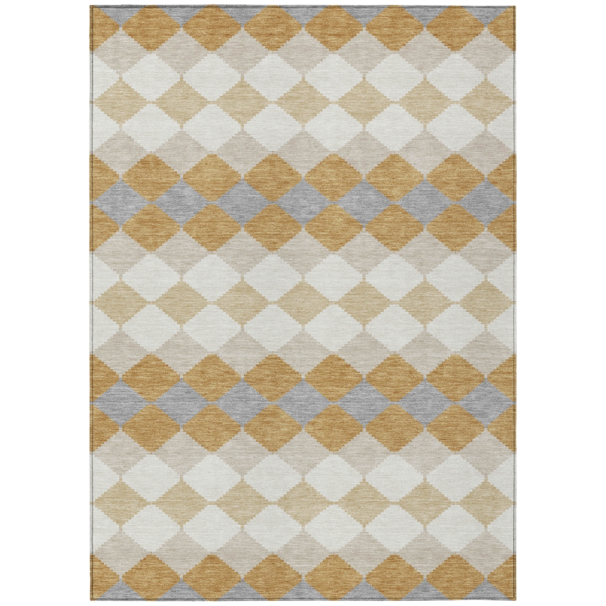 597896 3 x 5 ft. Gold, Copper & Ivory Geometric Washable Indoor & Outdoor Rectangle Area Rug