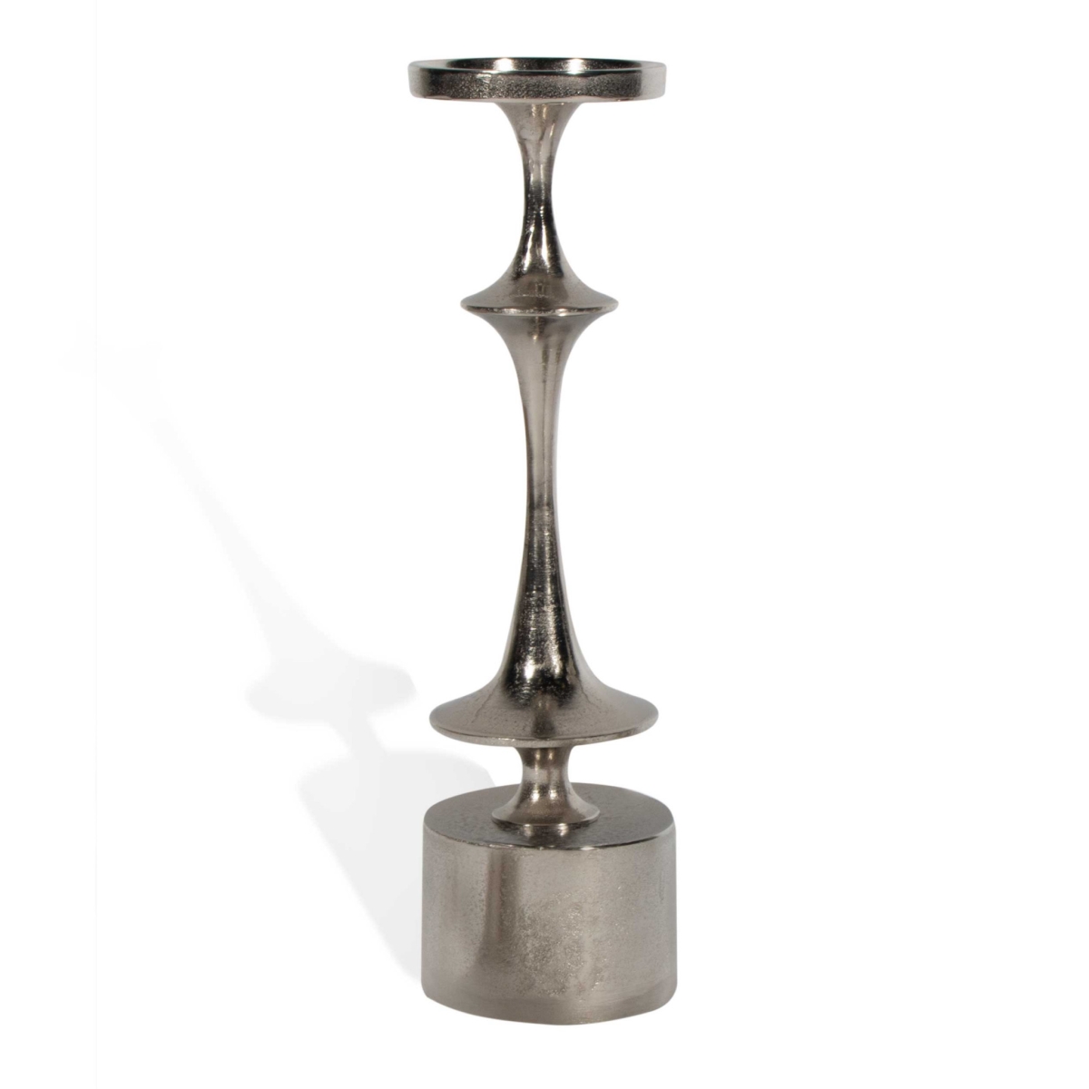 Silver Geometric Metal Candle Holder - 18 in. - Tabletop Accent Piece