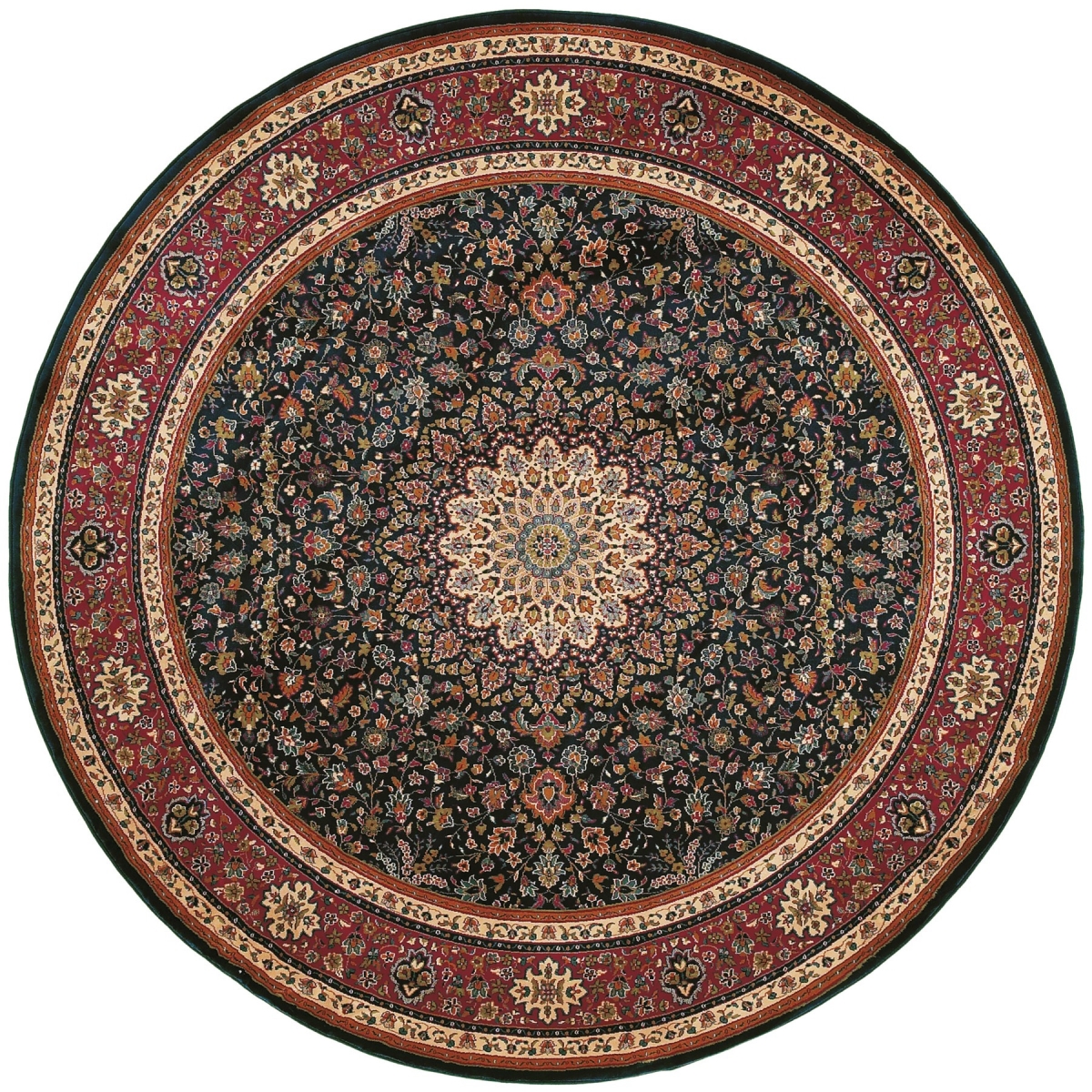 574119 6 ft. Blue Oriental Round Rug