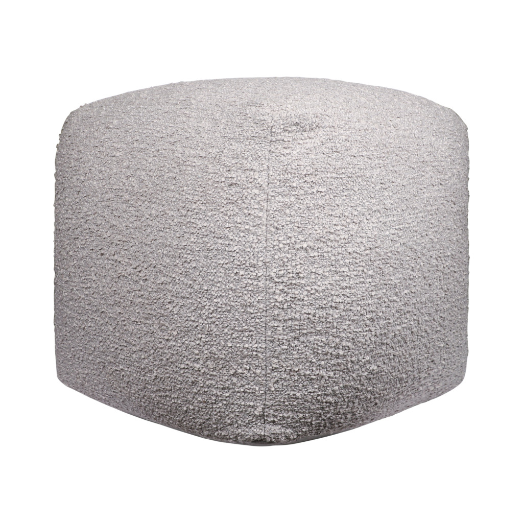 551571 18 in. Gray Polyester Cube Outdoor Pouf Ottoman