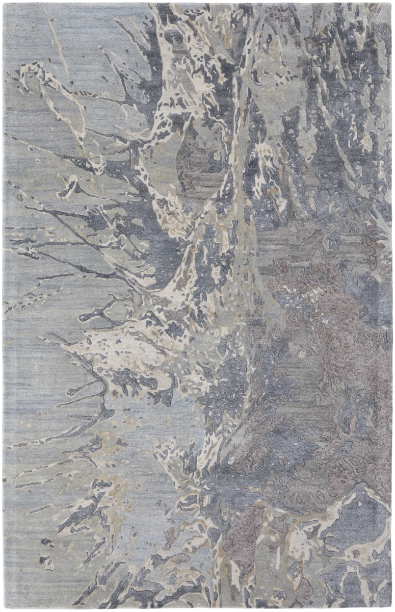617212 9 x 12 ft. Blue, Taupe & Green Abstract Hand Tufted Distressed Rectangle Area Rug