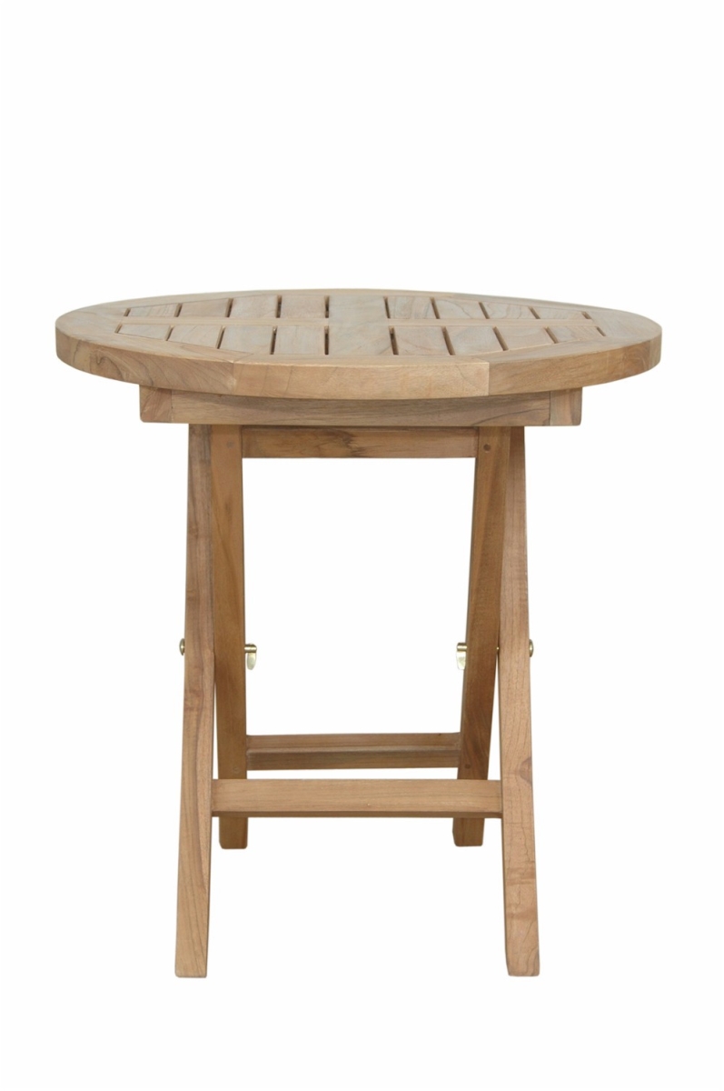 554936 20 in. Natural Rounded Solid Wood Folding Outdoor Side Table