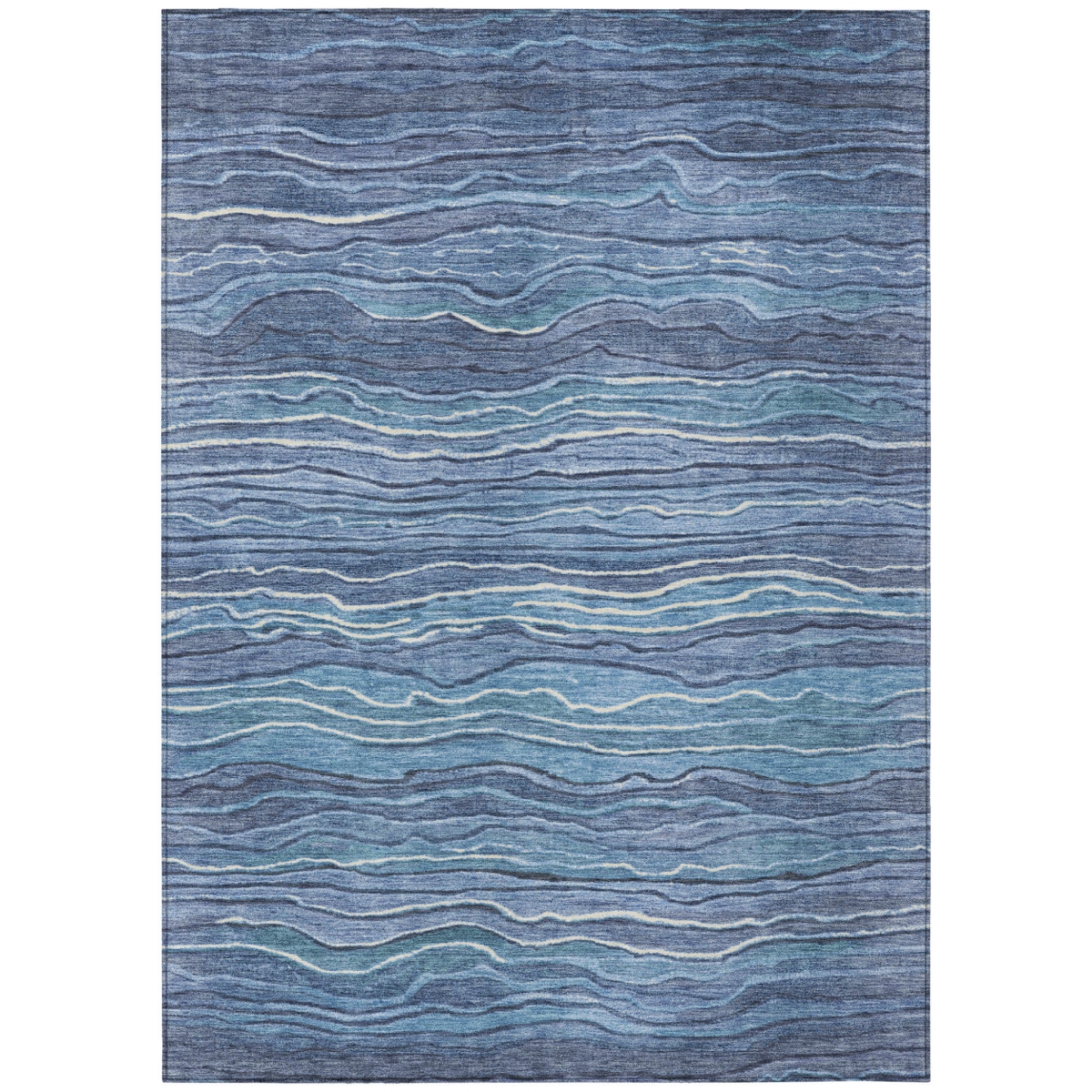 618271 8 x 10 ft. Denim Blue & Sky Blue Abstract Washable Indoor & Outdoor Rectangle Area Rug