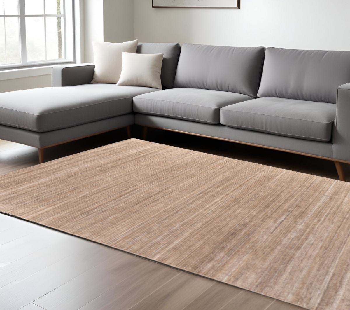 617269 8 x 10 ft. Hand Woven Distressed Area Rug - Tan, Brown & Gray