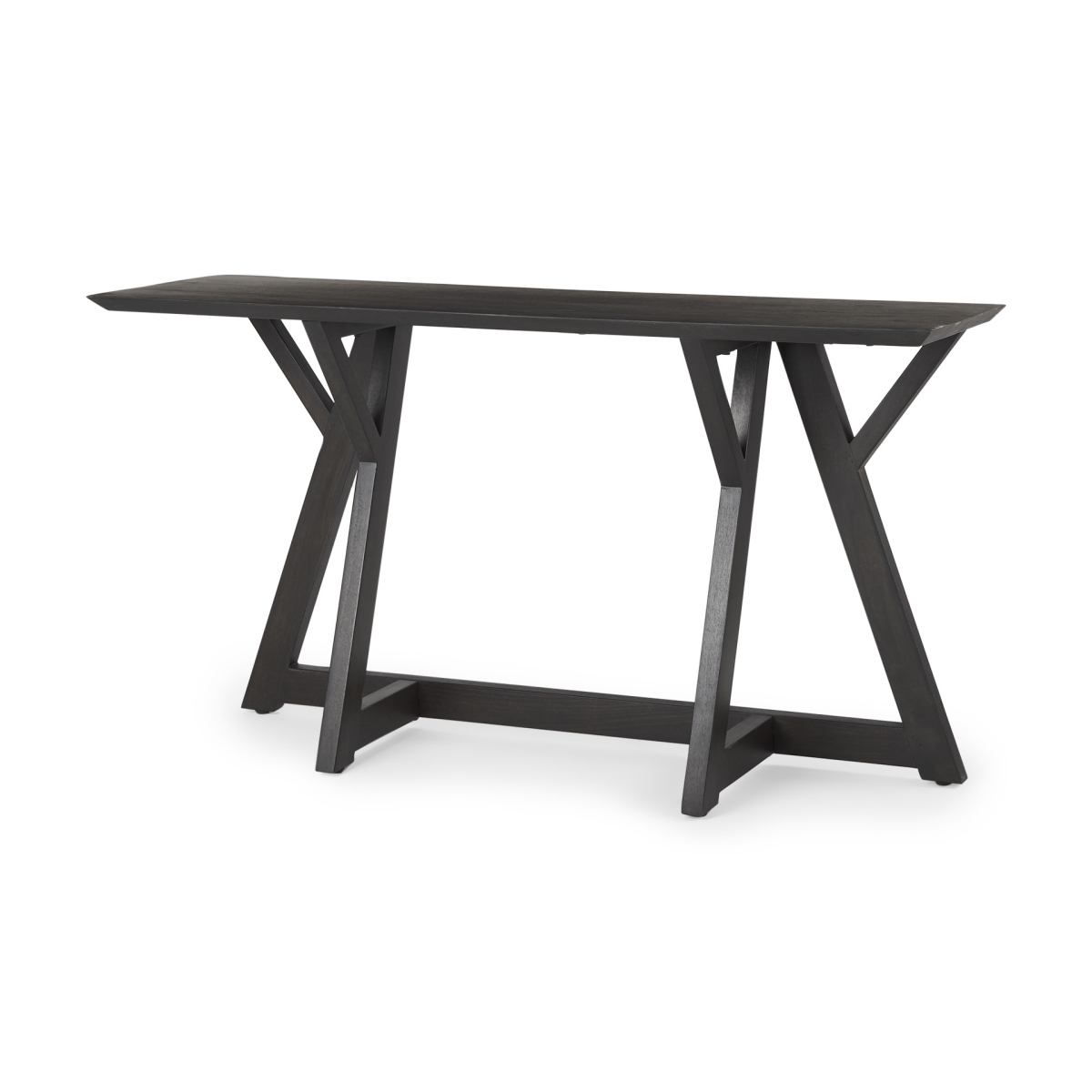 605653 54 in. Brown Solid Wood Trestle Console Table