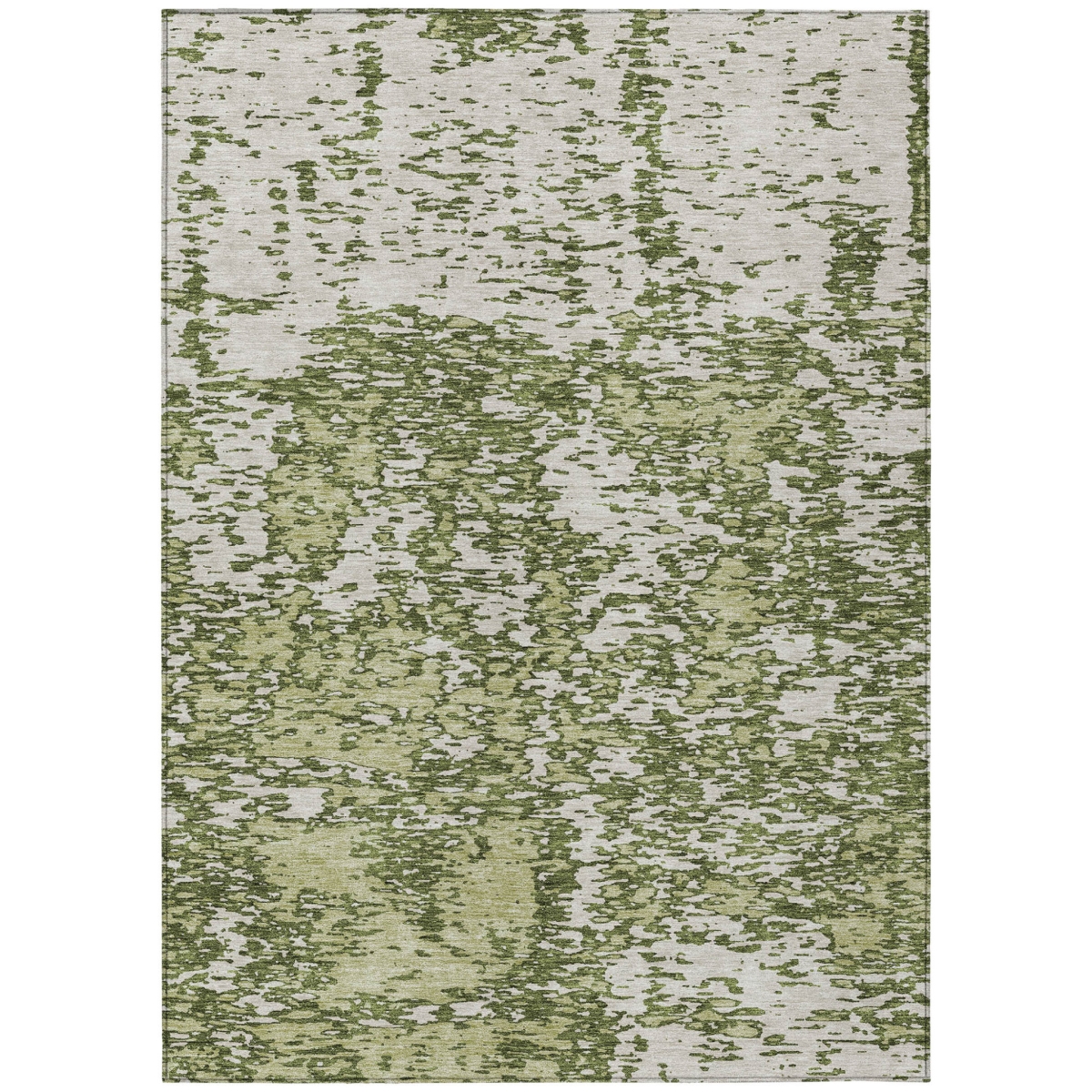 612766 10 x 14 ft. Olive Green & Ivory Abstract Washable Indoor & Outdoor Rectangle Area Rug