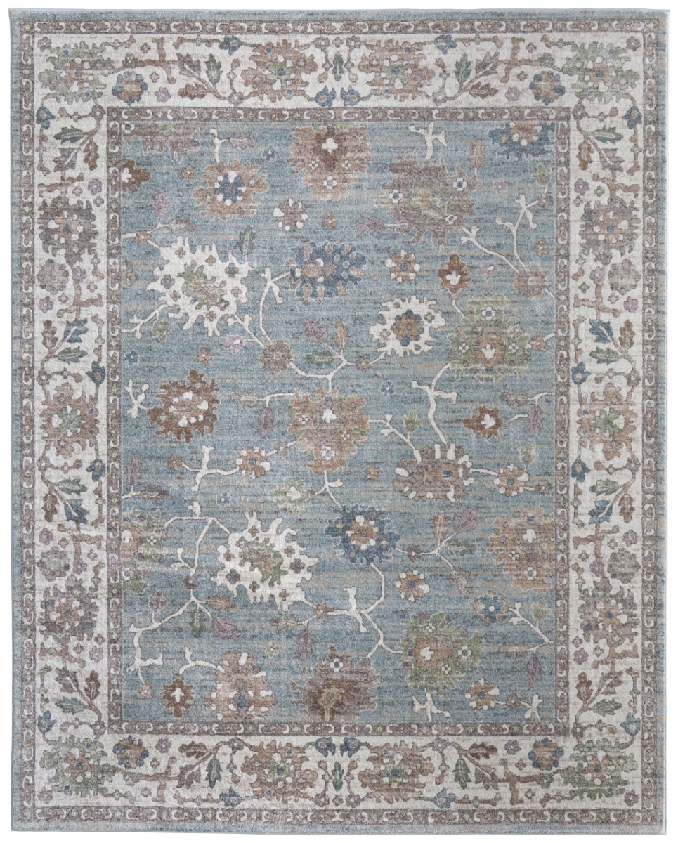 617329 8 x 10 ft. Blue, Ivory & Brown Floral Distressed Rectangle Area Rug