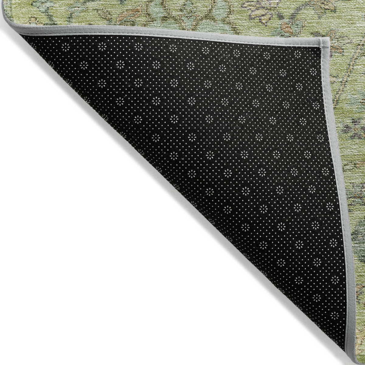 603473 3 x 5 ft. Mint Green, Brown & Gray Floral Washable Indoor & Outdoor Rectangle Area Rug