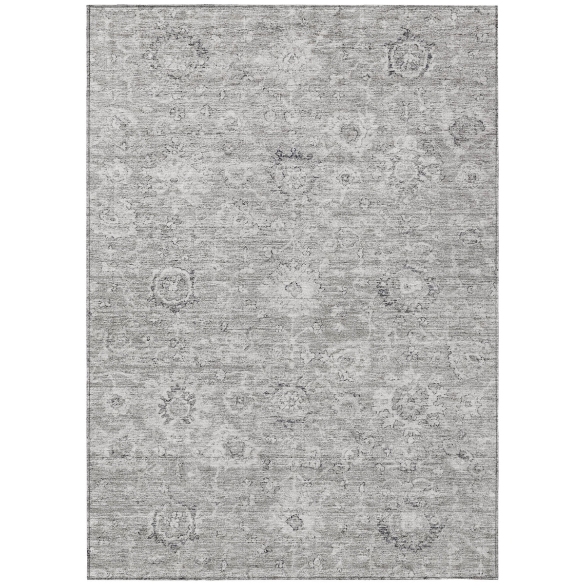 603504 5 x 8 ft. Gray & Silver Damask Washable Indoor & Outdoor Rectangle Area Rug