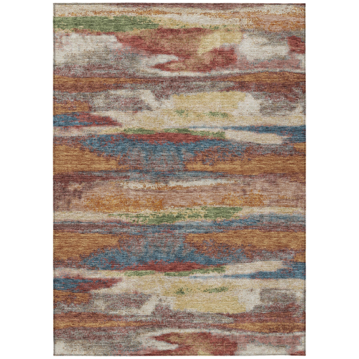 612544 10 x 14 ft. Orange, Green & Gold Abstract Washable Indoor & Outdoor Rectangle Area Rug