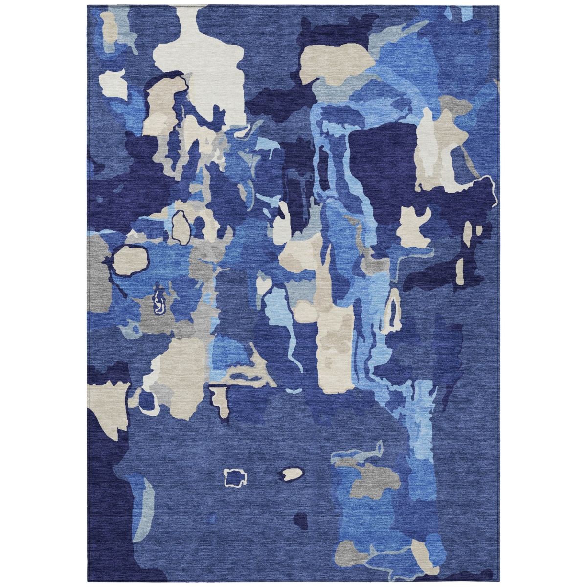 599586 3 x 5 ft. Navy Blue, Ivory & Gray Abstract Washable Indoor & Outdoor Rectangle Area Rug