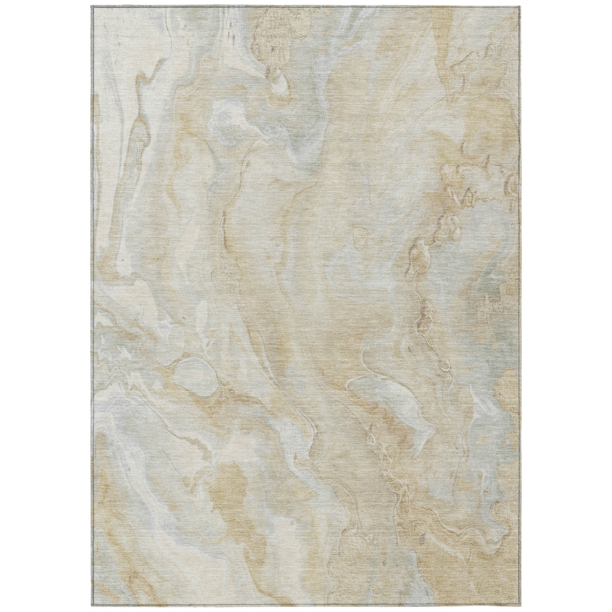 618352 3 x 5 ft. Beige & Silver Abstract Washable Indoor & Outdoor Rectangle Area Rug