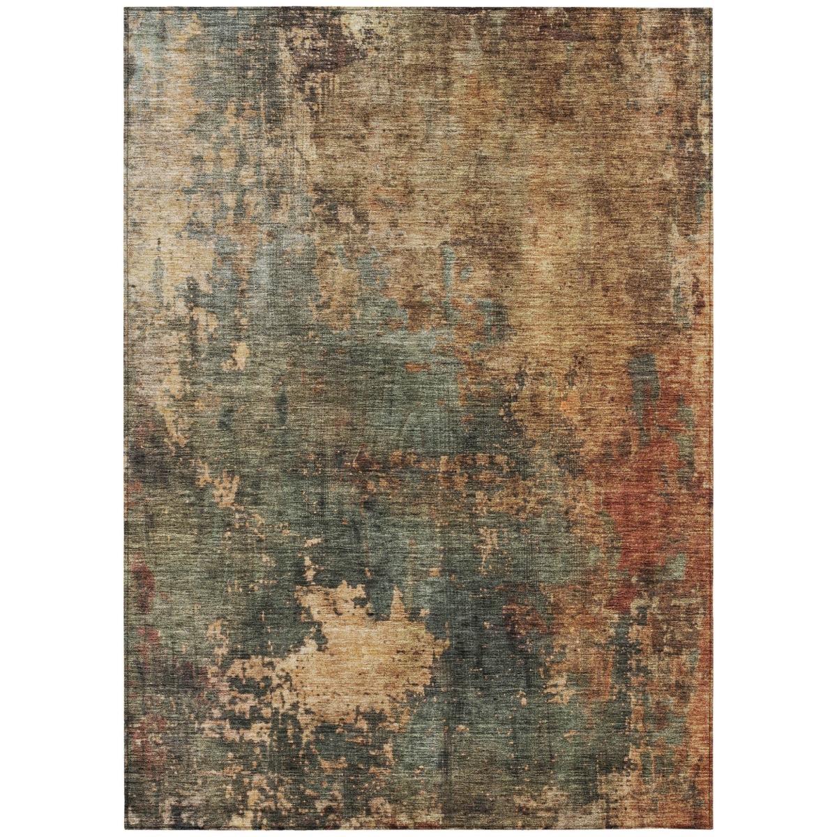 606108 9 x 12 ft. Sage Tan & Copper Abstract Washable Indoor & Outdoor Rectangle Area Rug