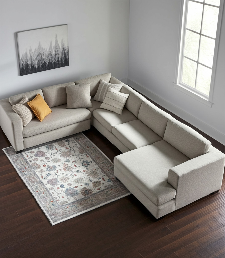 617342 12 x 15 ft. Floral Distressed Rectangle Area Rug - Ivory Brown & Blue