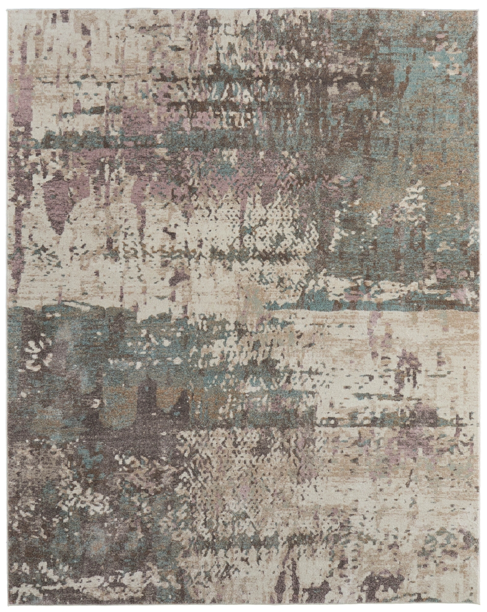 617235 9 x 12 ft. Blue, Ivory & Purple Abstract Distressed Rectangle Area Rug