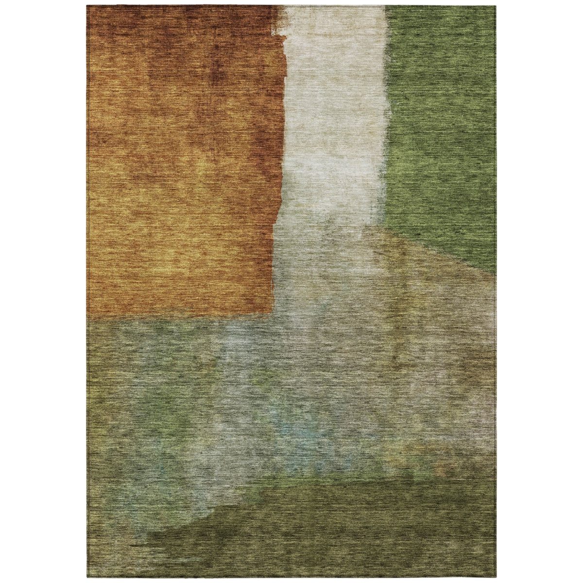 603729 9 x 12 ft. Green, Copper & Beige Abstract Washable Indoor & Outdoor Rectangle Area Rug