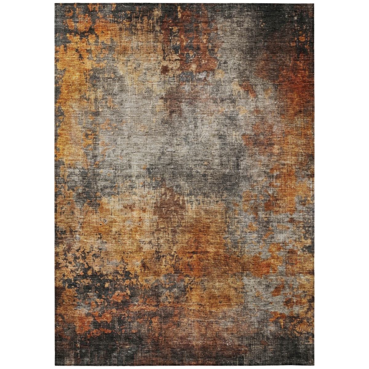 Copper Abstract Washable Area Rug - Terra Cotta & Black - 3 x 5 ft. - Stain Resistant