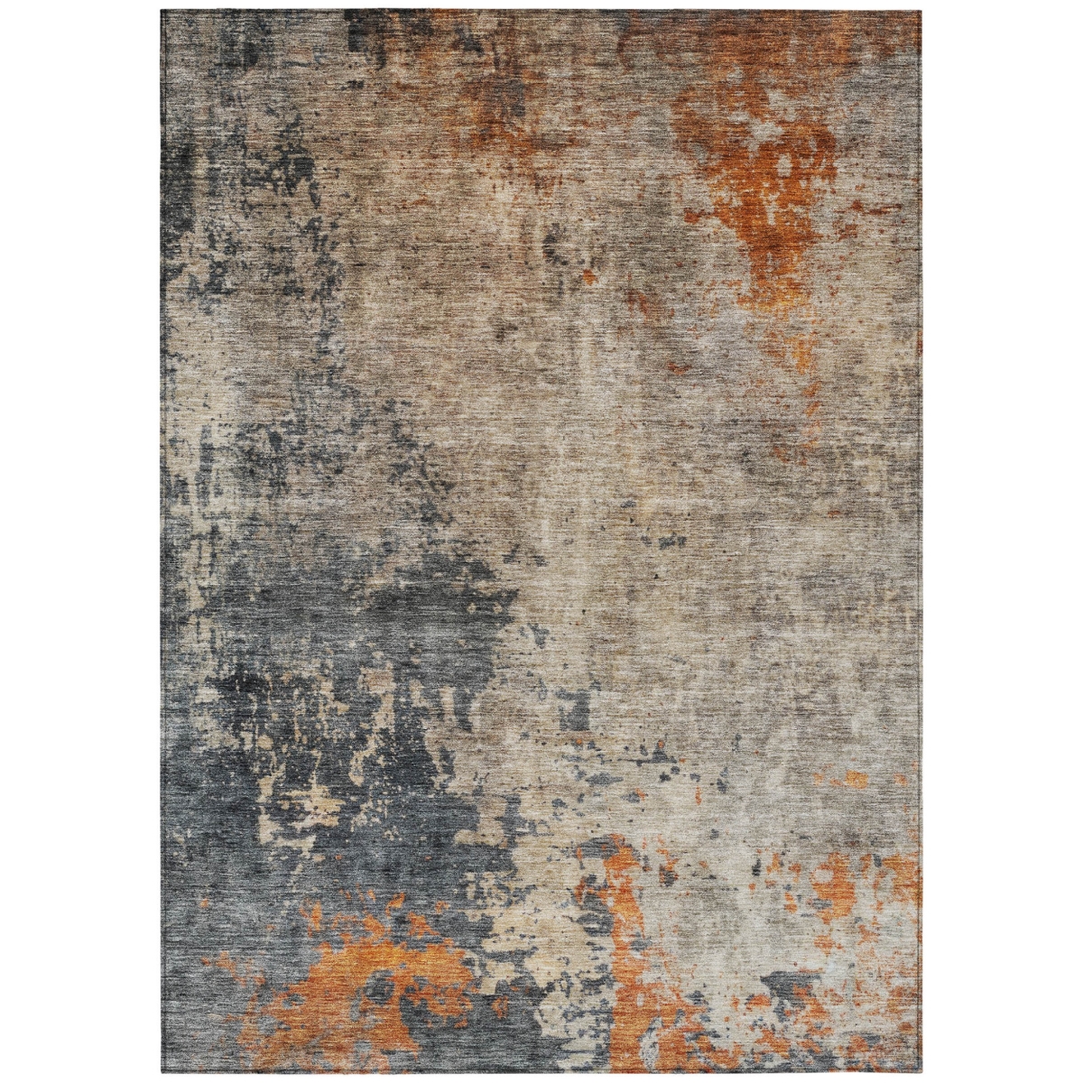 606113 8 x 10 ft. Khaki, Gray & Copper Abstract Washable Indoor & Outdoor Rectangle Area Rug