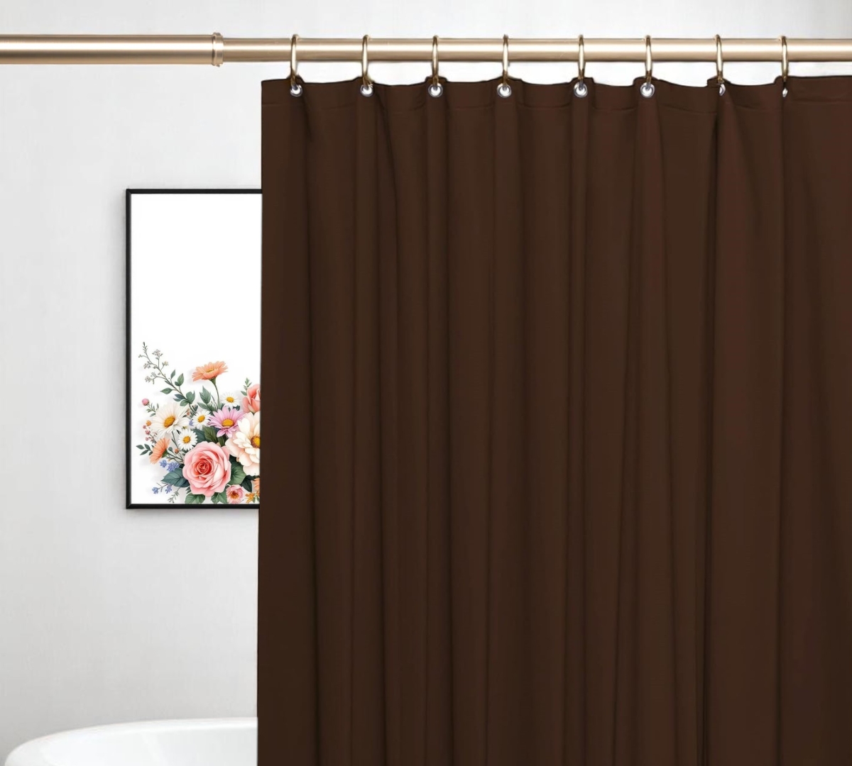 Picture of HomeRoots 548969 72 in. Dark Brown Vinyl Shower Curtain Liner