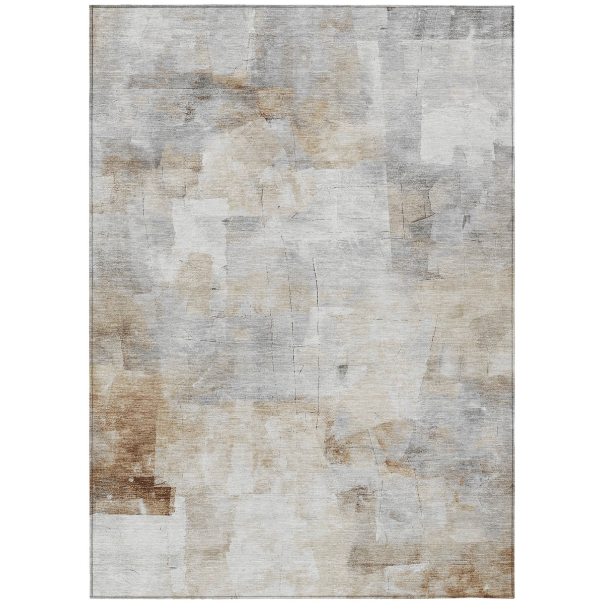 618081 10 x 14 ft. Beige, Gray & Khaki Abstract Washable Indoor & Outdoor Rectangle Area Rug