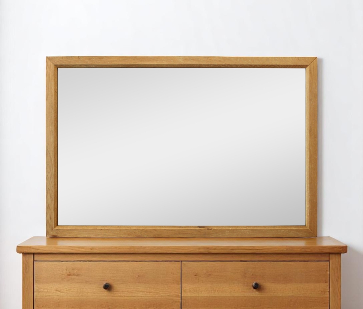 605306 40 in. Natural Solid Wood Framed Mounted Accent Mirror
