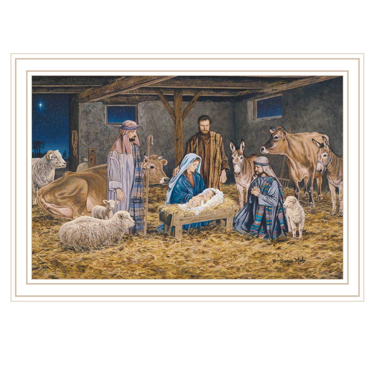 572094 The Birth of Christ White Framed Wall Art