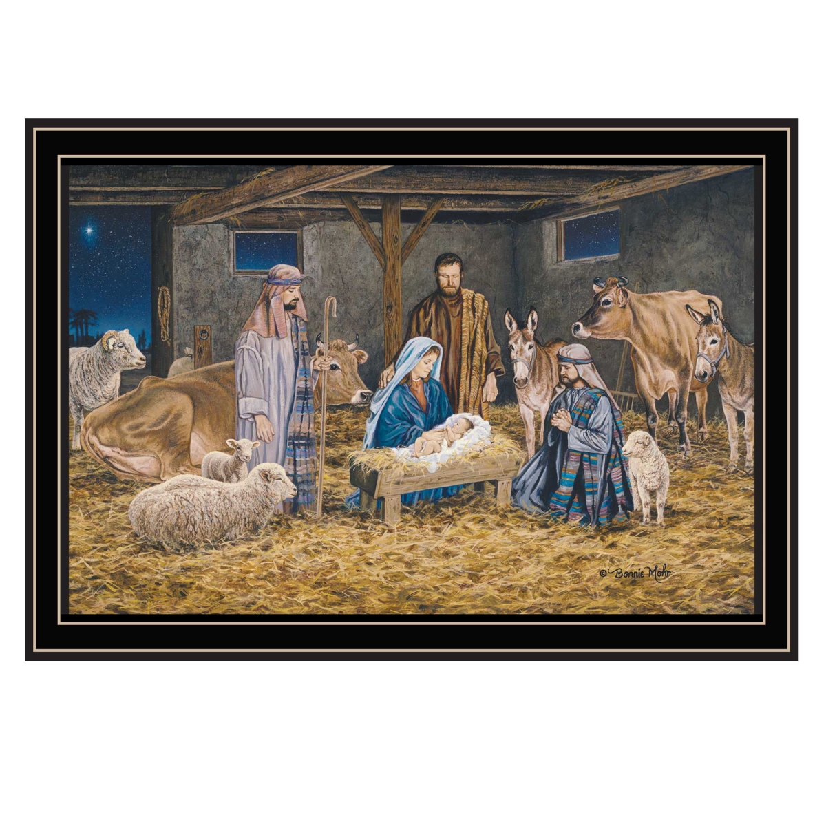 572093 The Birth of Christ Black Framed Wall Art