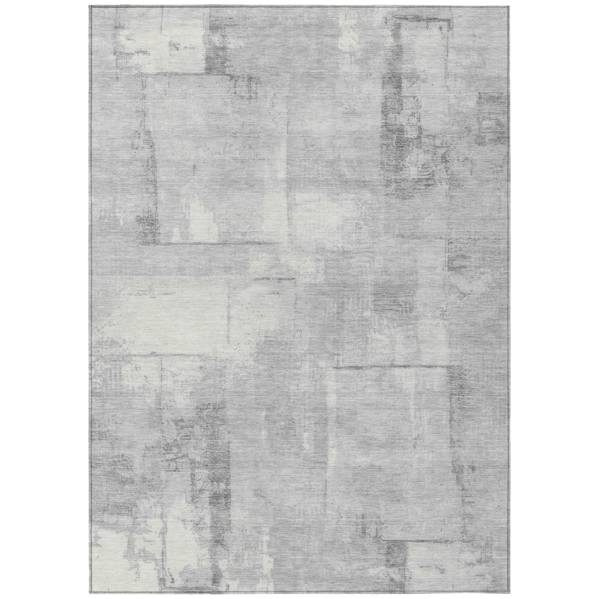 618592 8 x 10 ft. Gray & Silver Geometric Washable Indoor & Outdoor Rectangle Area Rug