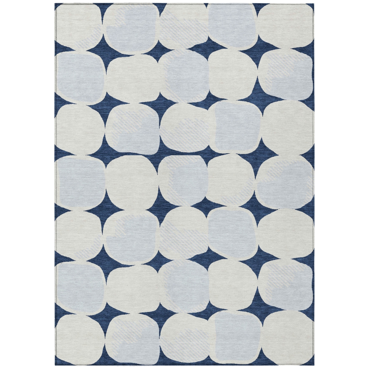 591045 3 x 5 ft. Navy Blue, Gray & Ivory Abstract Washable Indoor & Outdoor Rectangle Area Rug