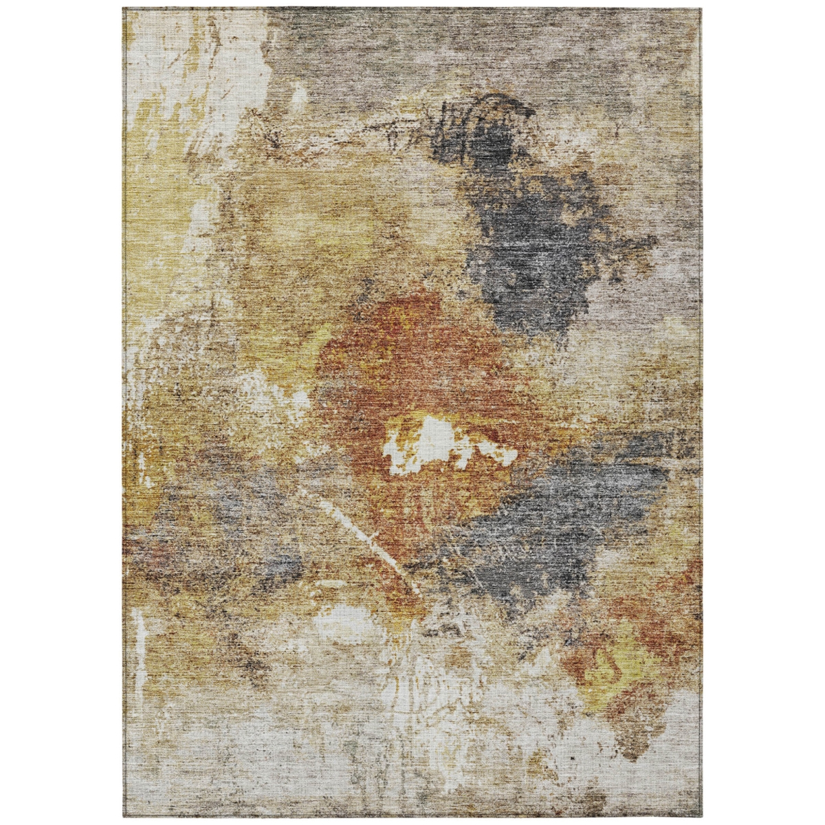 606026 5 x 8 ft. Taupe, Black & Copper Abstract Washable Indoor & Outdoor Rectangle Area Rug