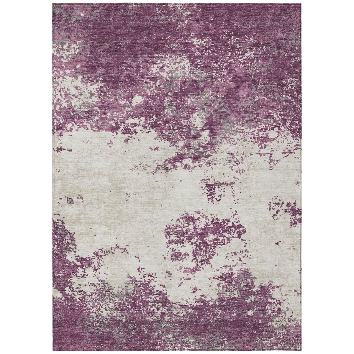 599478 3 x 5 ft. Eggplant, Gray & Ivory Abstract Washable Indoor & Outdoor Rectangle Area Rug