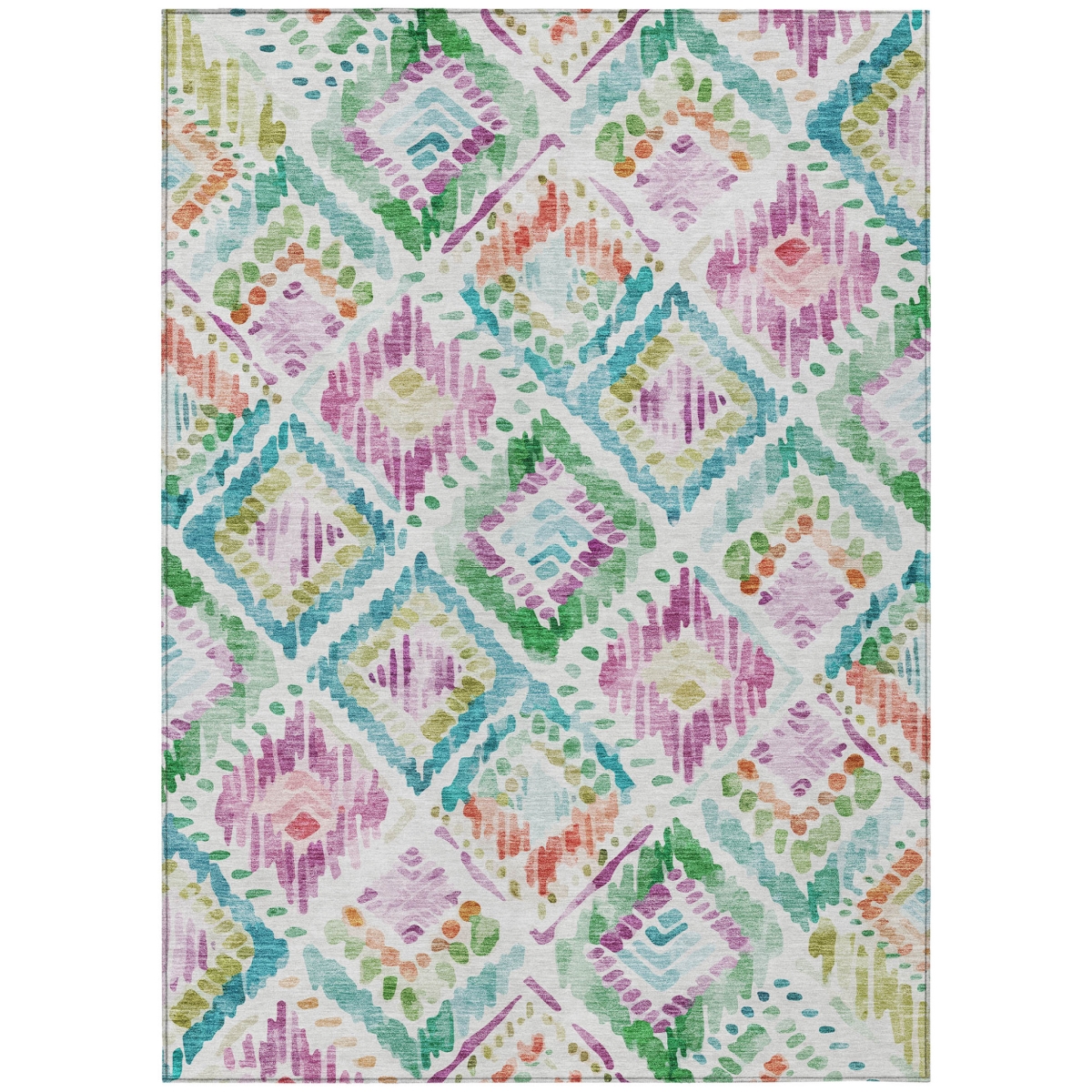 603484 3 x 5 ft. Teal Blue, Green & Purple Geometric Washable Indoor & Outdoor Rectangle Area Rug