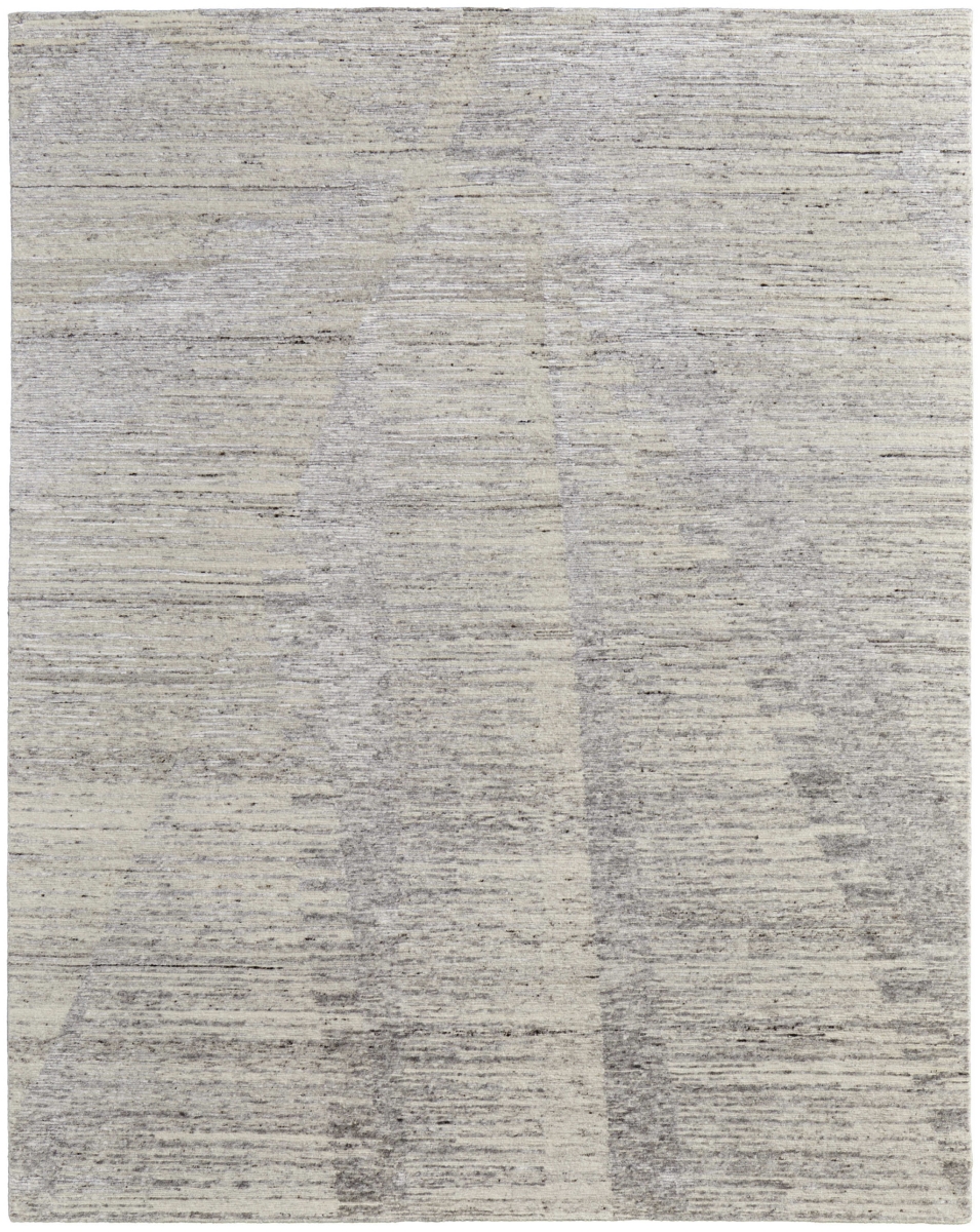 617286 9 x 13 ft. Ivory, Taupe & Silver Abstract Hand Knotted Distressed Rectangle Area Rug