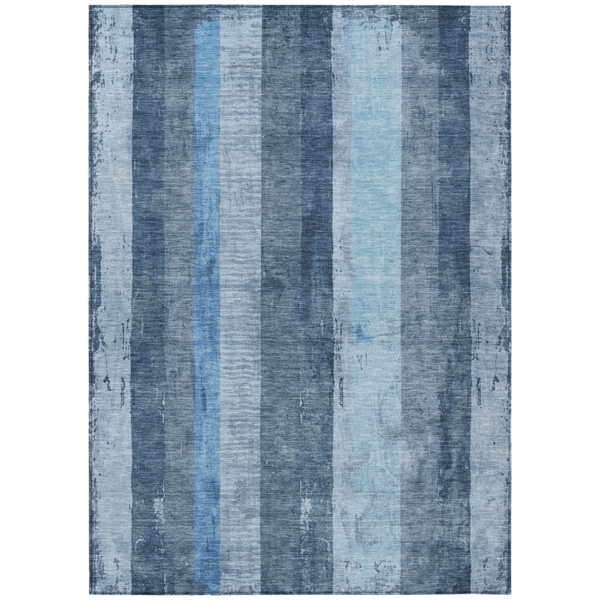 617841 10 x 14 ft. Blue & Gray Striped Washable Indoor & Outdoor Rectangle Area Rug