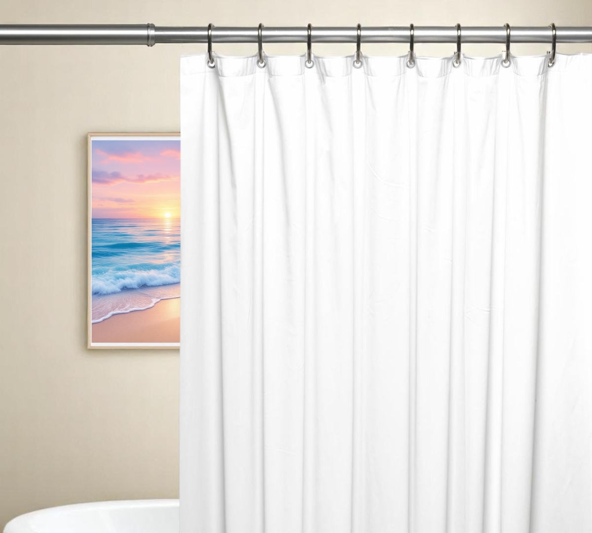 Picture of HomeRoots 548966 72 in. White Vinyl Shower Curtain Liner